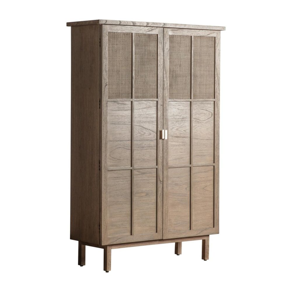 Large Oak Display Cabinet With Rattan Detail – Kyoto Display Cabinets