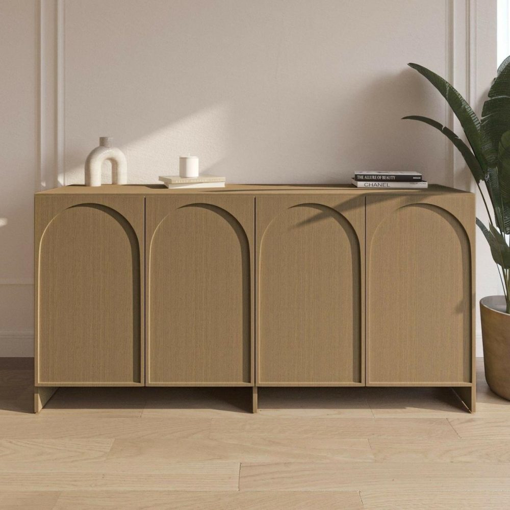 Large Oak Sideboard With Arch Detail – 4 Doors – Ellie Furniture