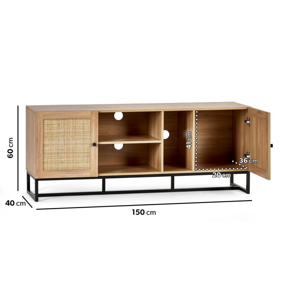 Large Oak Tv Stand With Storage – Tv’s Up To 64″ – Padstow Furniture