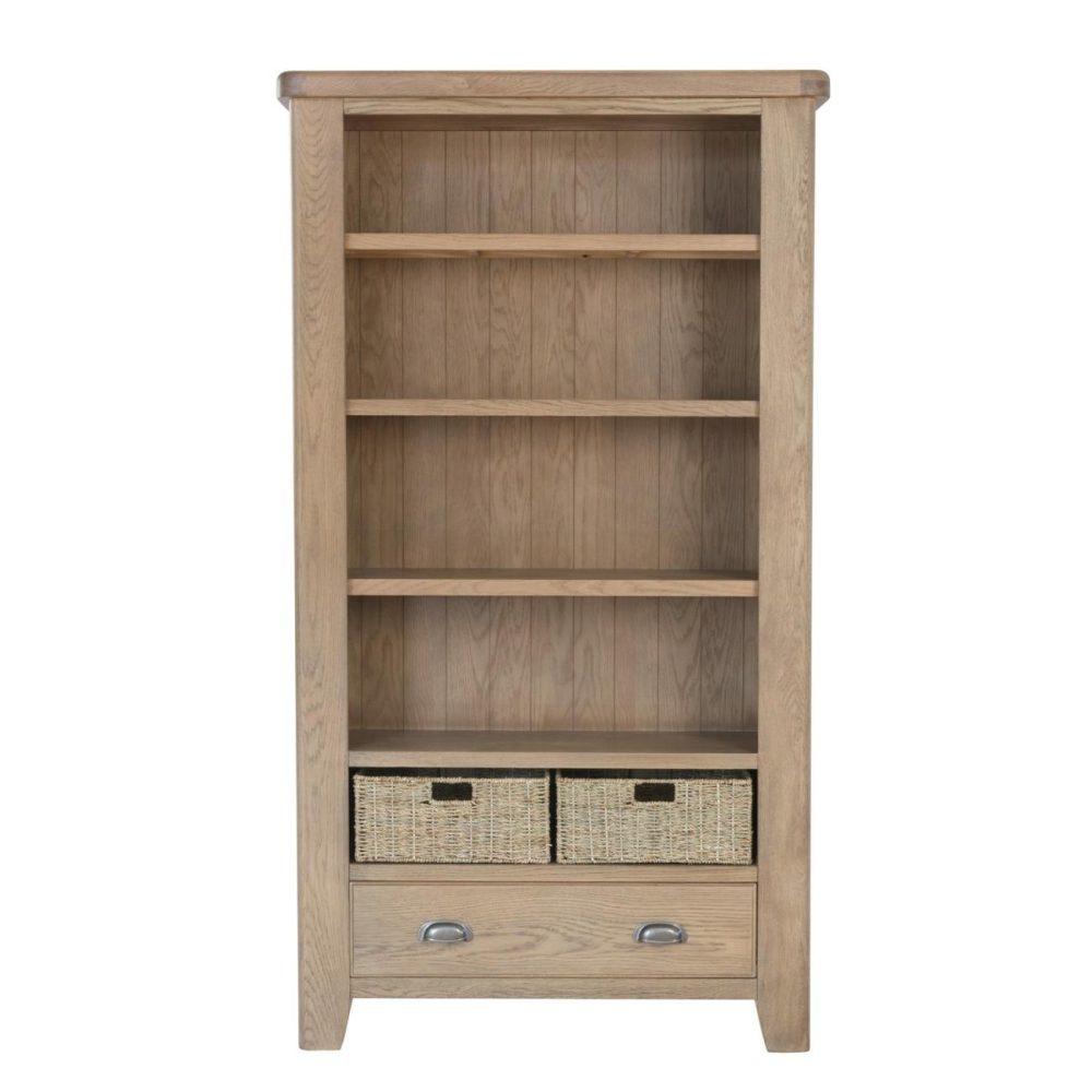 Large Solid Oak Bookcase With Drawers – Pegasus Bookcases