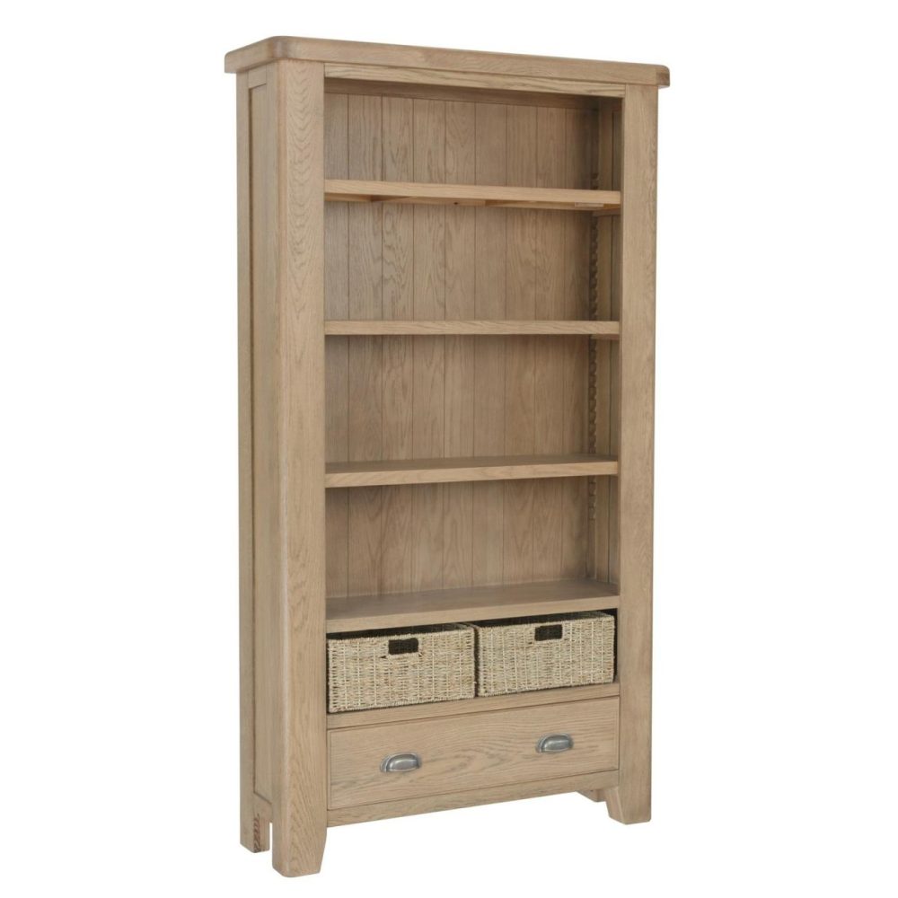 Large Solid Oak Bookcase With Drawers – Pegasus Bookcases