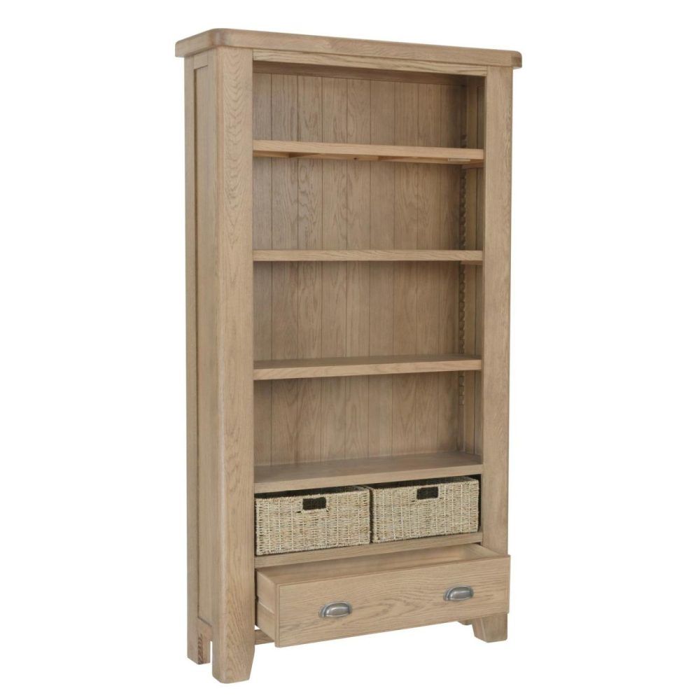 Large Solid Oak Bookcase With Drawers – Pegasus Bookcases