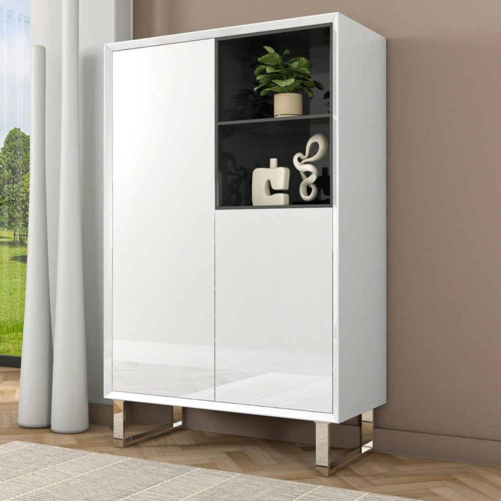 Large White Gloss Storage Cabinet With Shelves – Paloma Display Cabinets