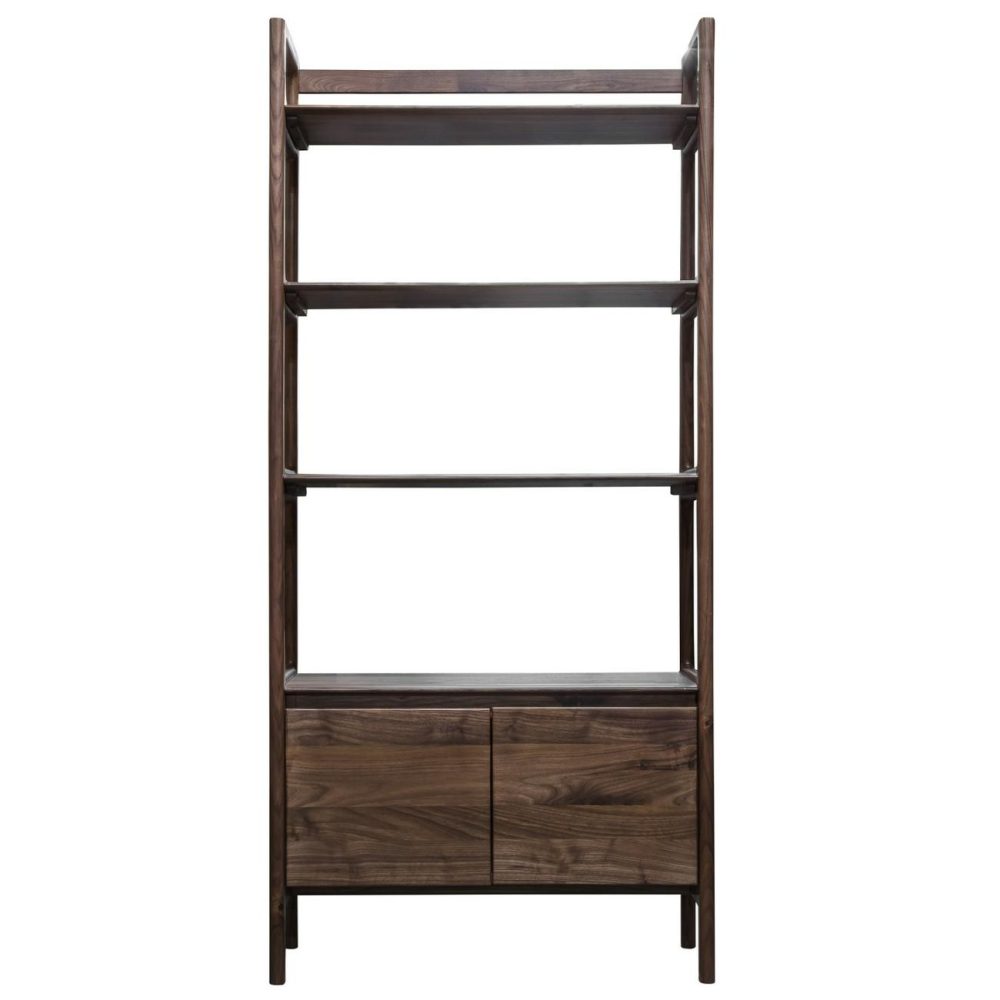 Madrid Bookcase With Open Display Walnut – Caspian House Bookcases