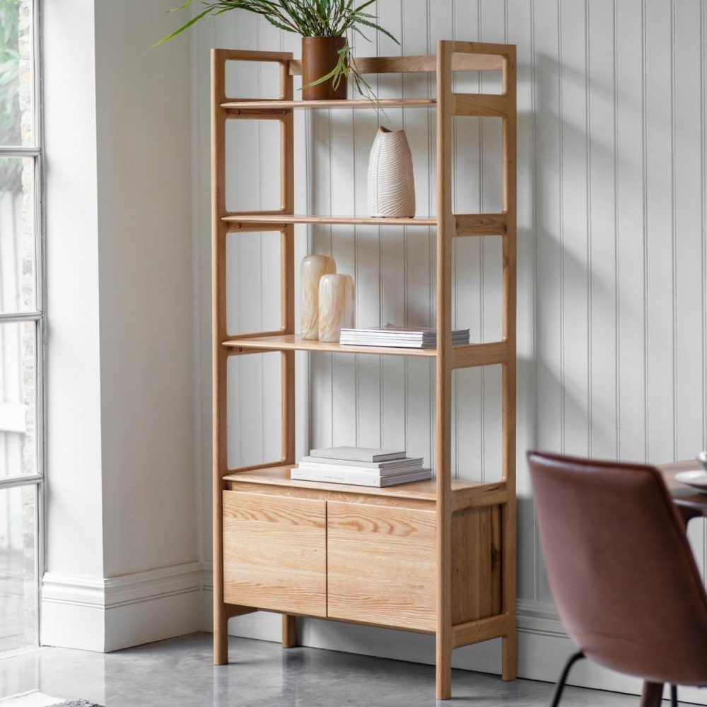 Madrid Soild Oak Bookcase With Storage – Caspian House Office