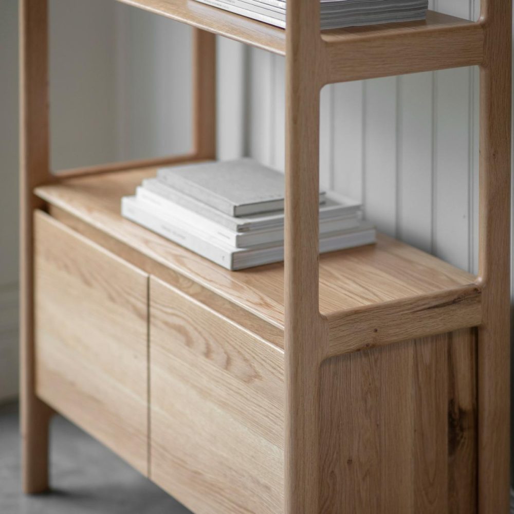 Madrid Soild Oak Bookcase With Storage – Caspian House Office