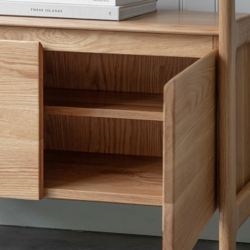 Madrid Soild Oak Bookcase With Storage – Caspian House Office