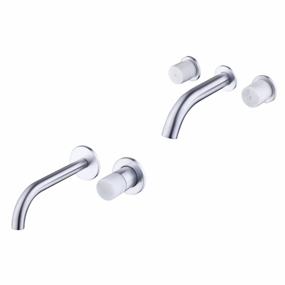 Marble Chrome Wall Mounted Bath And Wall Mounted Basin Tap Set – Lorano Bathroom