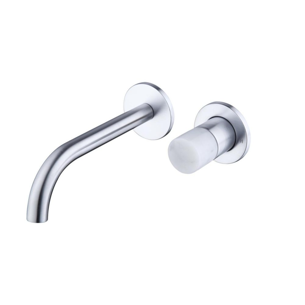 Marble Chrome Wall Mounted Bath And Wall Mounted Basin Tap Set – Lorano Bathroom