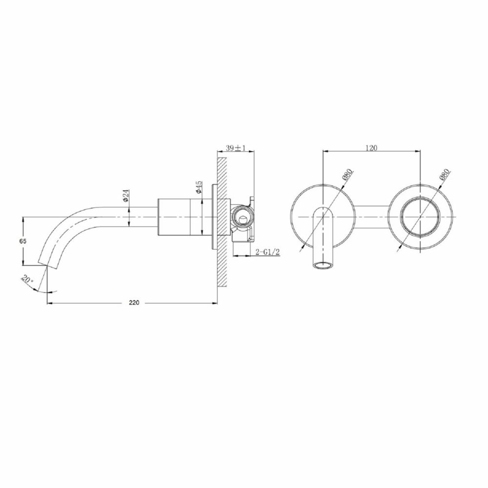 Marble Chrome Wall Mounted Bath And Wall Mounted Basin Tap Set – Lorano Bathroom