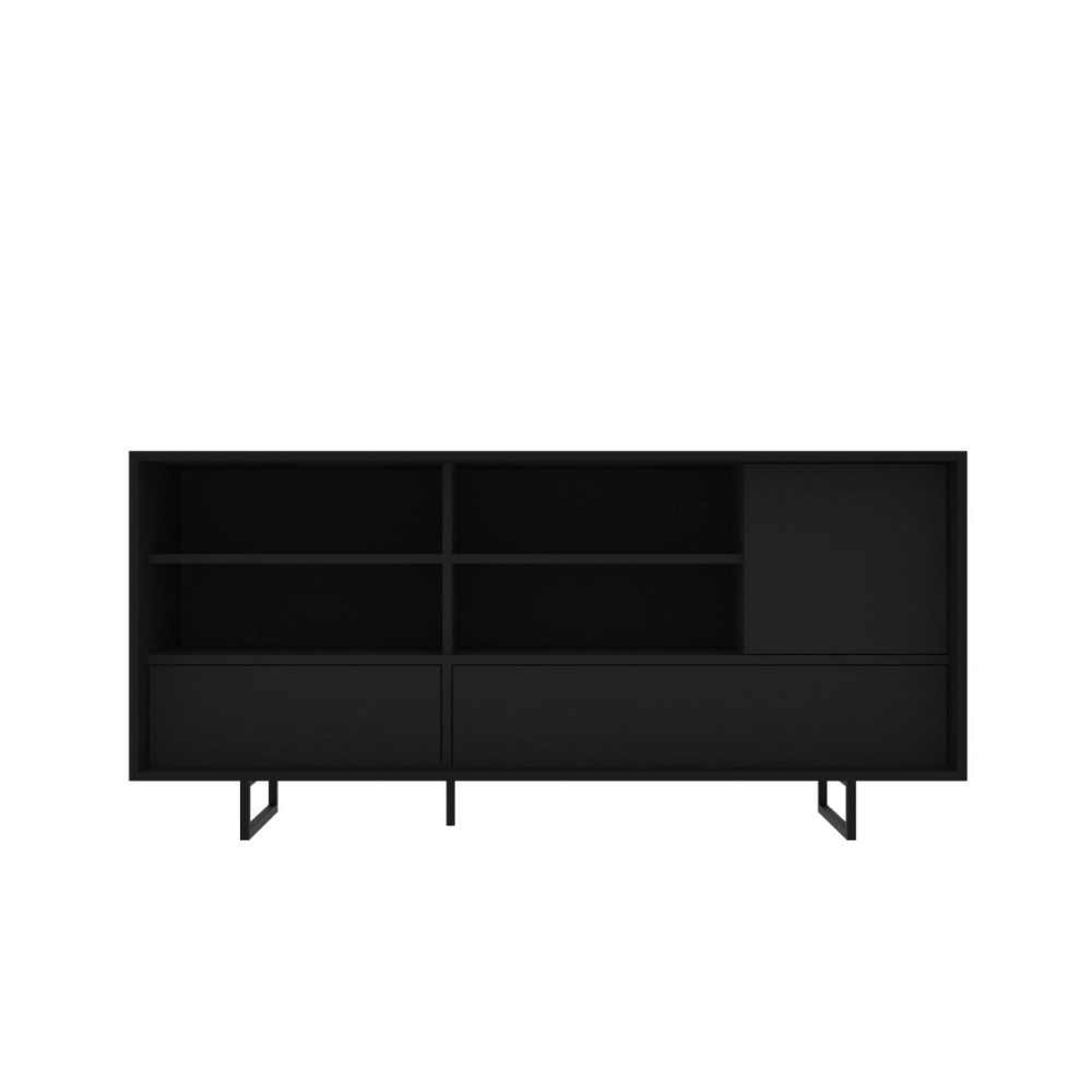 Matt Black Office Cupboard With Storage – Larsen Office