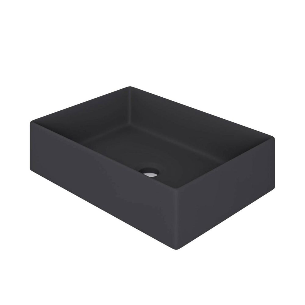 Matt Black Rectangular Countertop Basin 450Mm – Corey Basins