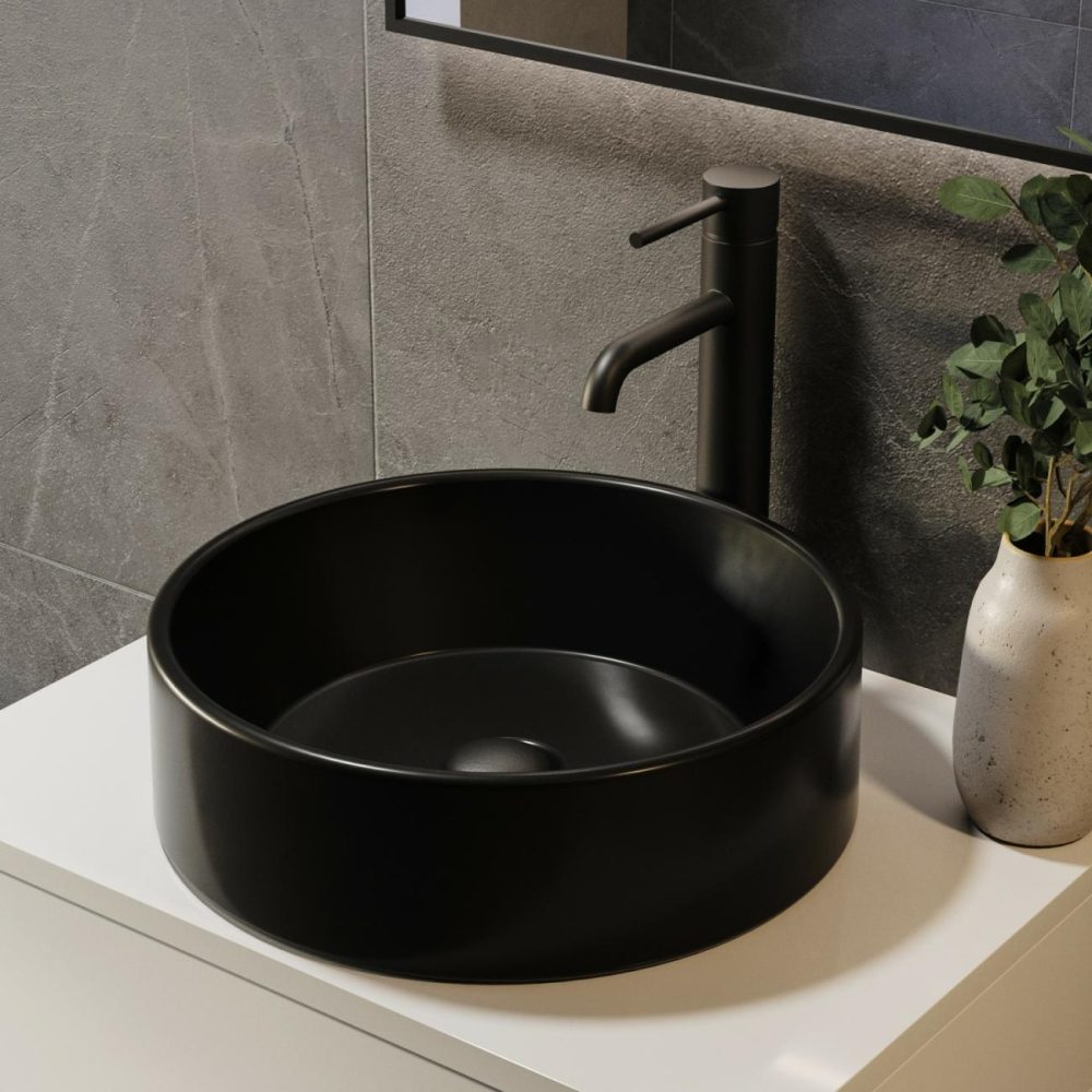 Matt Black Round Countertop Basin 388Mm – Alaska Basins