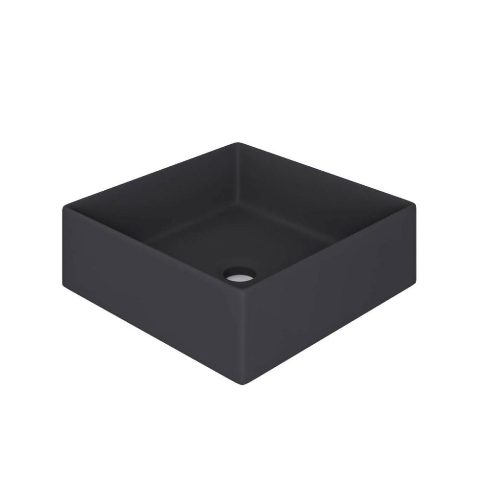 Matt Black Square Countertop Basin 350Mm – Corey Basins