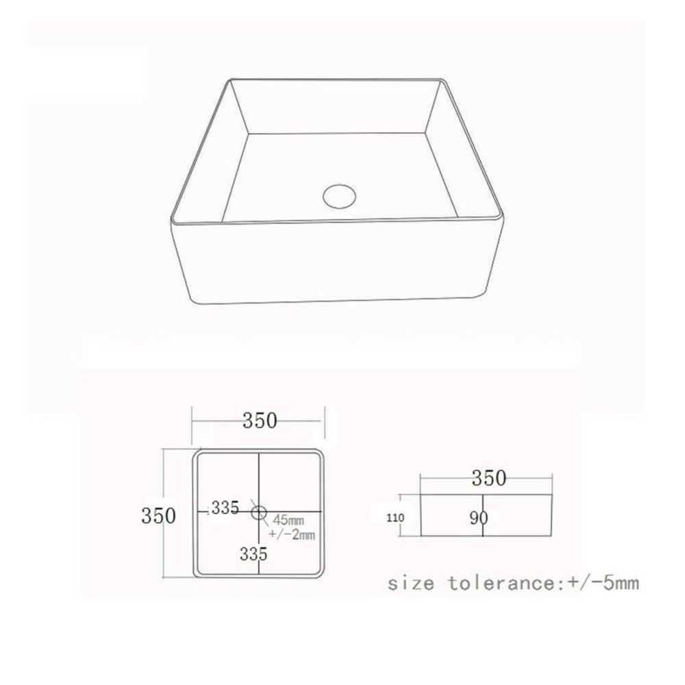 Matt Black Square Countertop Basin 350Mm – Corey Basins