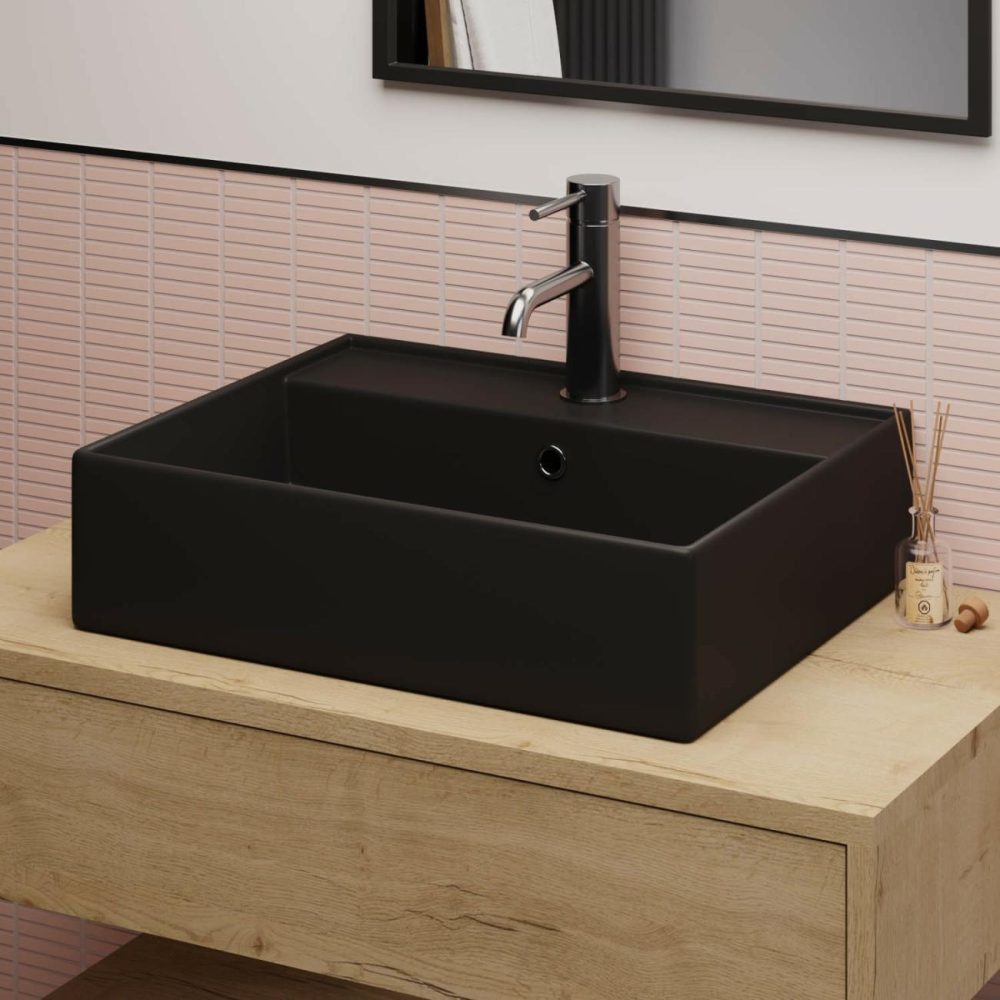 Matt Black Square Countertop Basin 497Mm – Bowen Basins