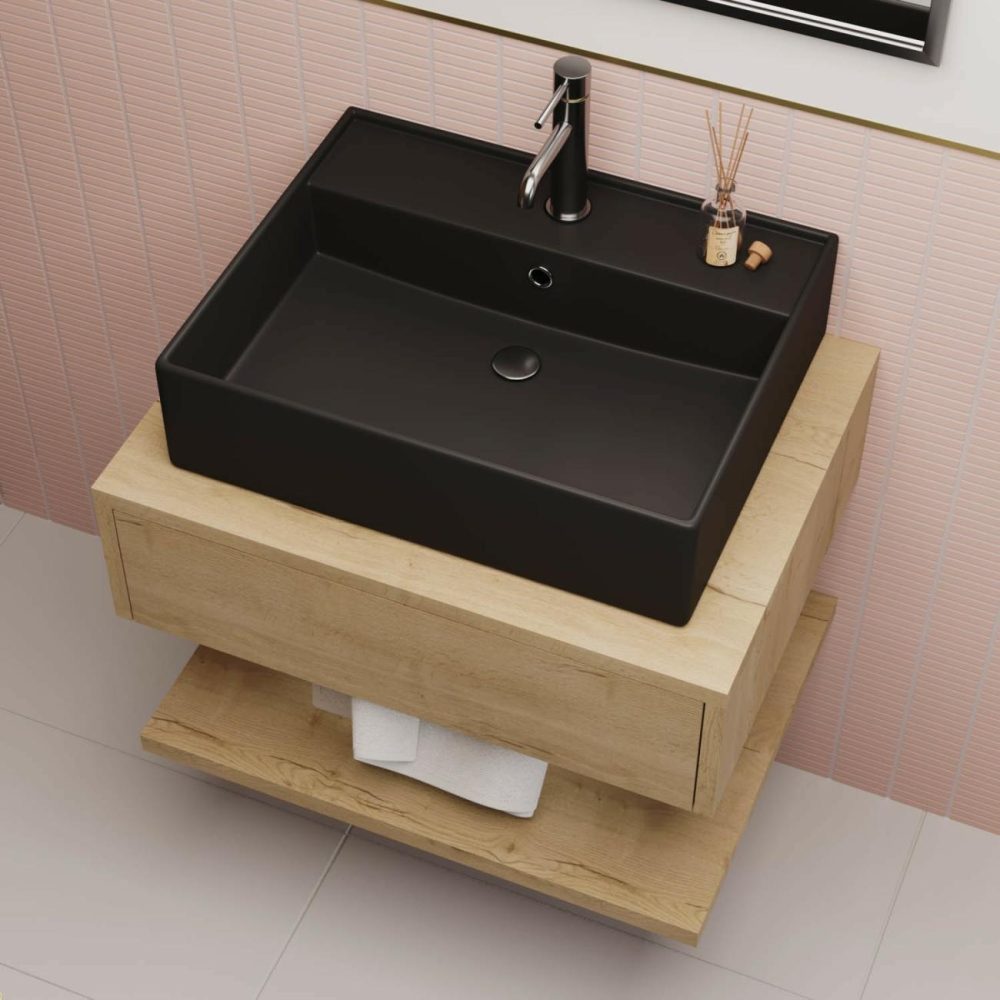 Matt Black Square Countertop Basin 497Mm – Bowen Basins