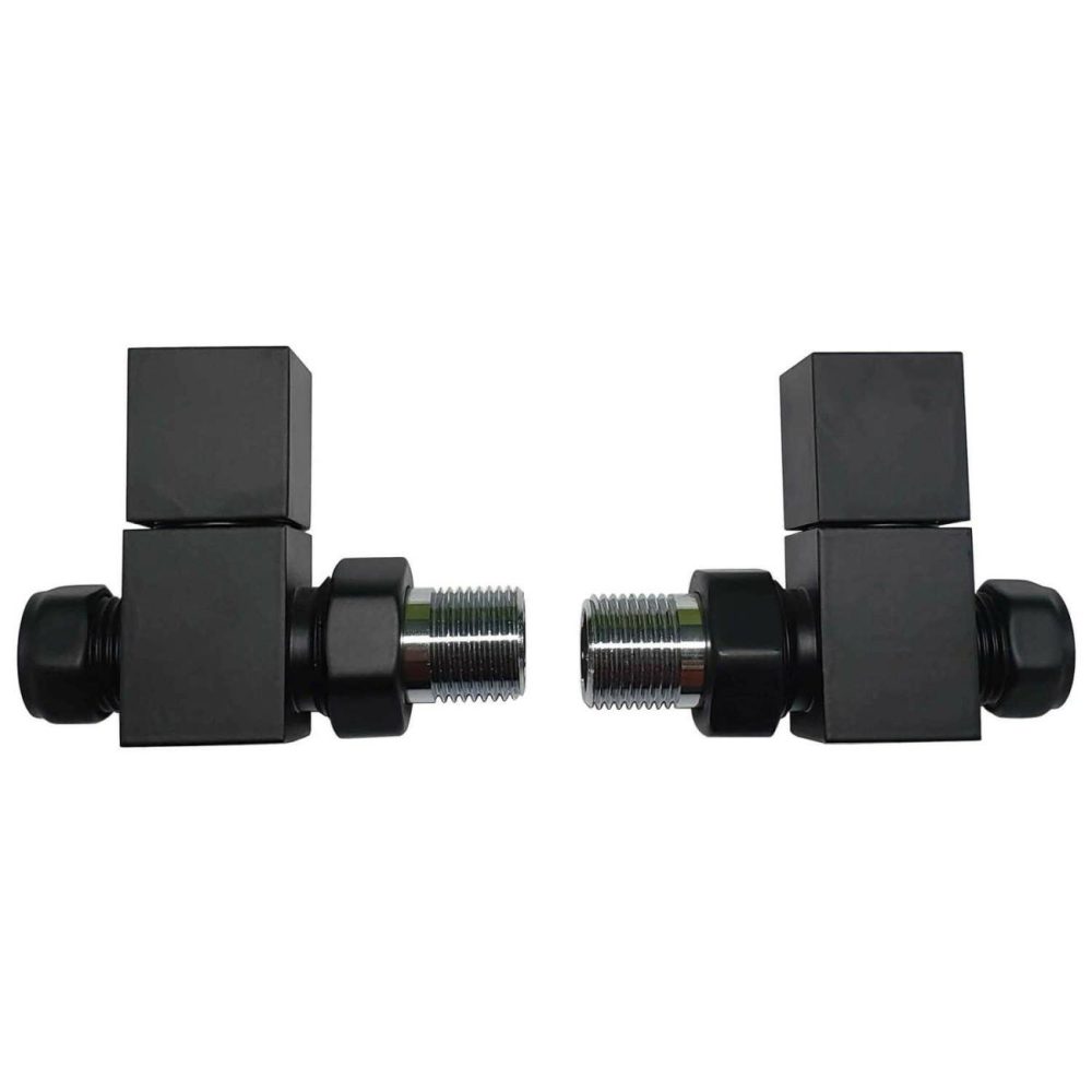 Matt Black Square Straight Radiator Valves – For Pipework Which Comes From The Floor Fires