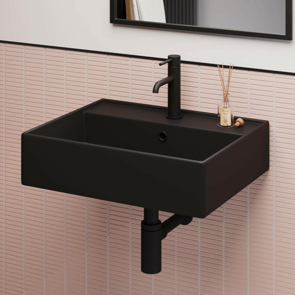 Matt Black Square Wall Hung Basin 497Mm – Bowen Basins