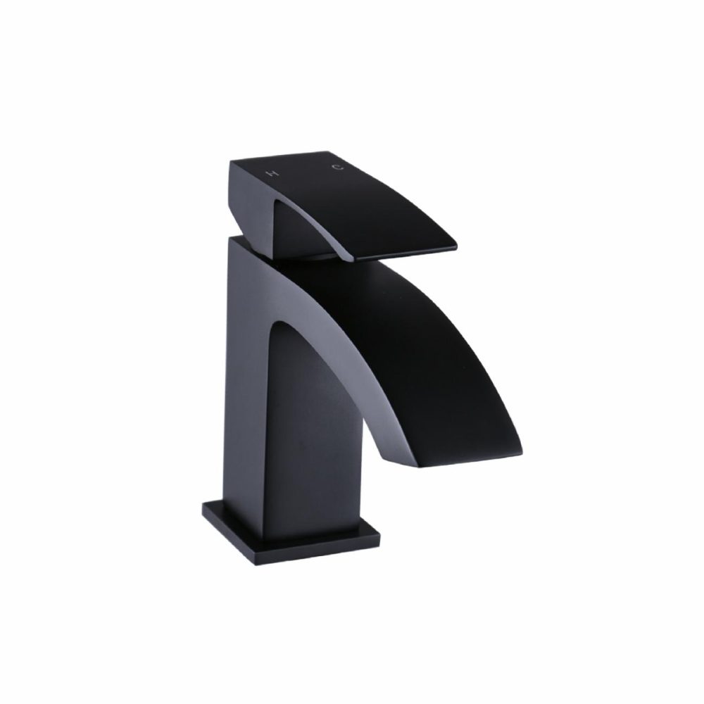 Matt Black Waterfall Freestanding Tap & Basin Tap Pack – Wave Bathroom