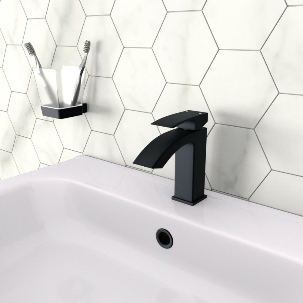 Matt Black Waterfall Freestanding Tap & Basin Tap Pack – Wave Bathroom