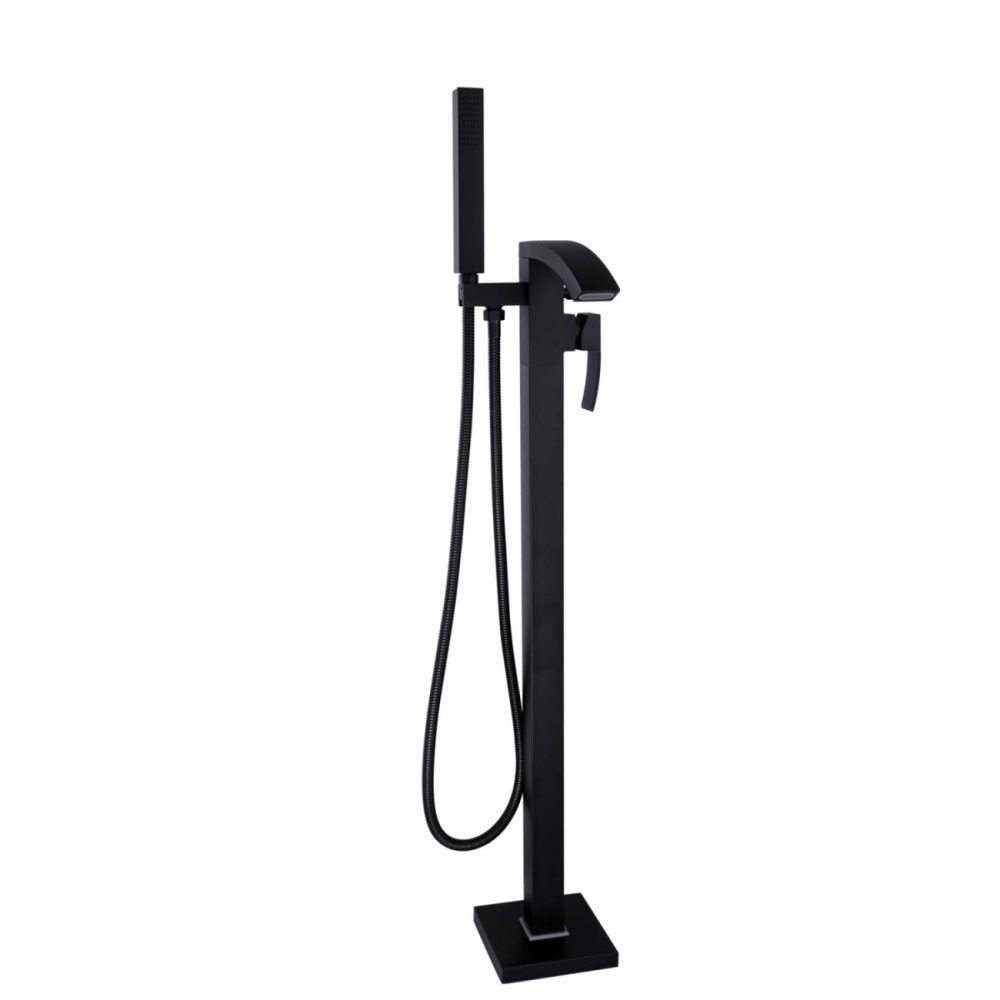 Matt Black Waterfall Freestanding Tap & Basin Tap Pack – Wave Bathroom