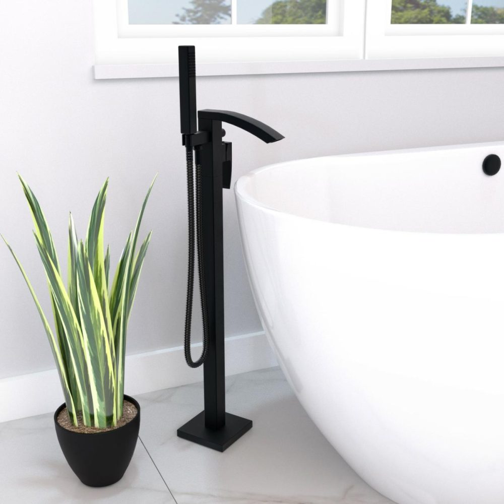 Matt Black Waterfall Freestanding Tap & Basin Tap Pack – Wave Bathroom