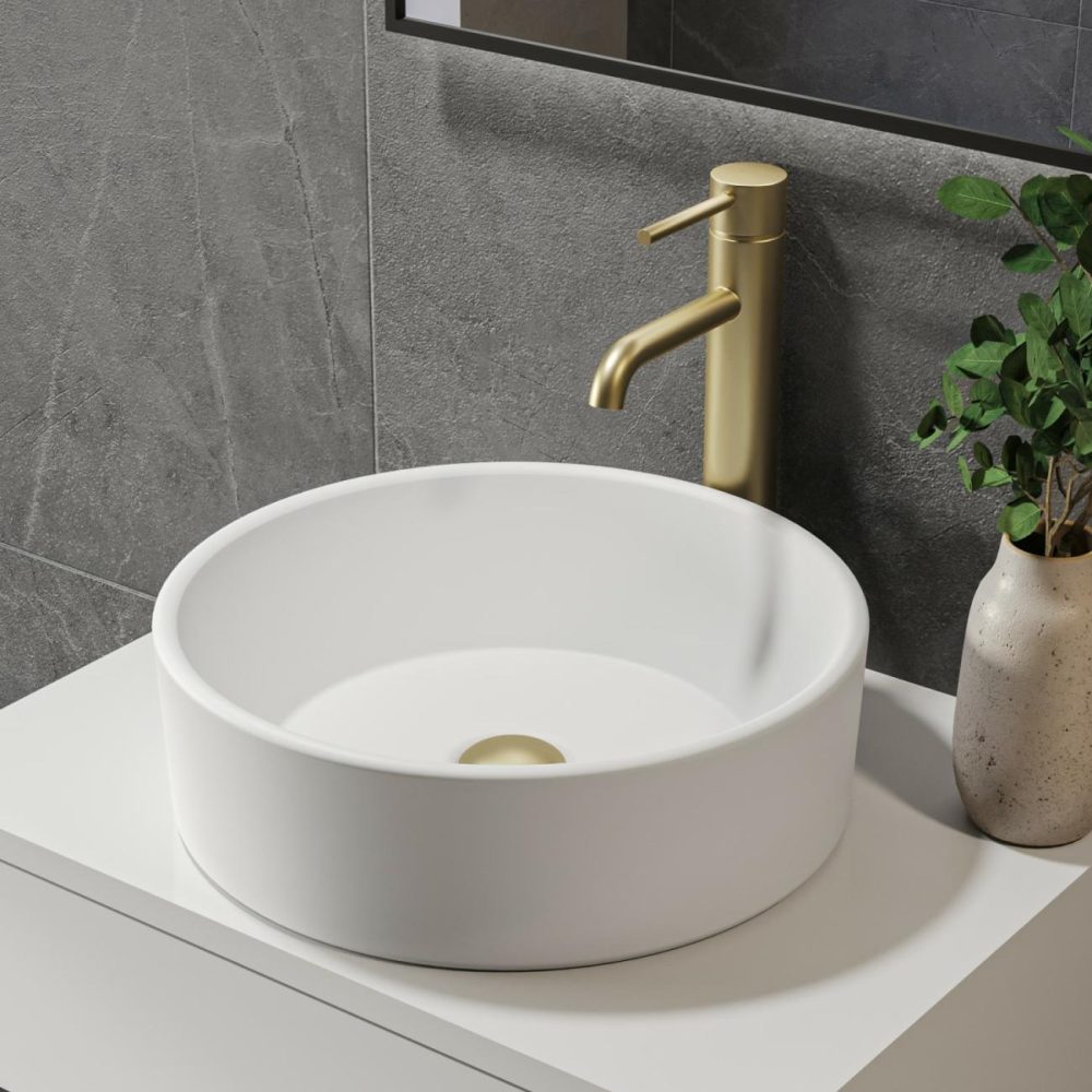 Matt White Round Countertop Basin 388Mm – Alaska Basins