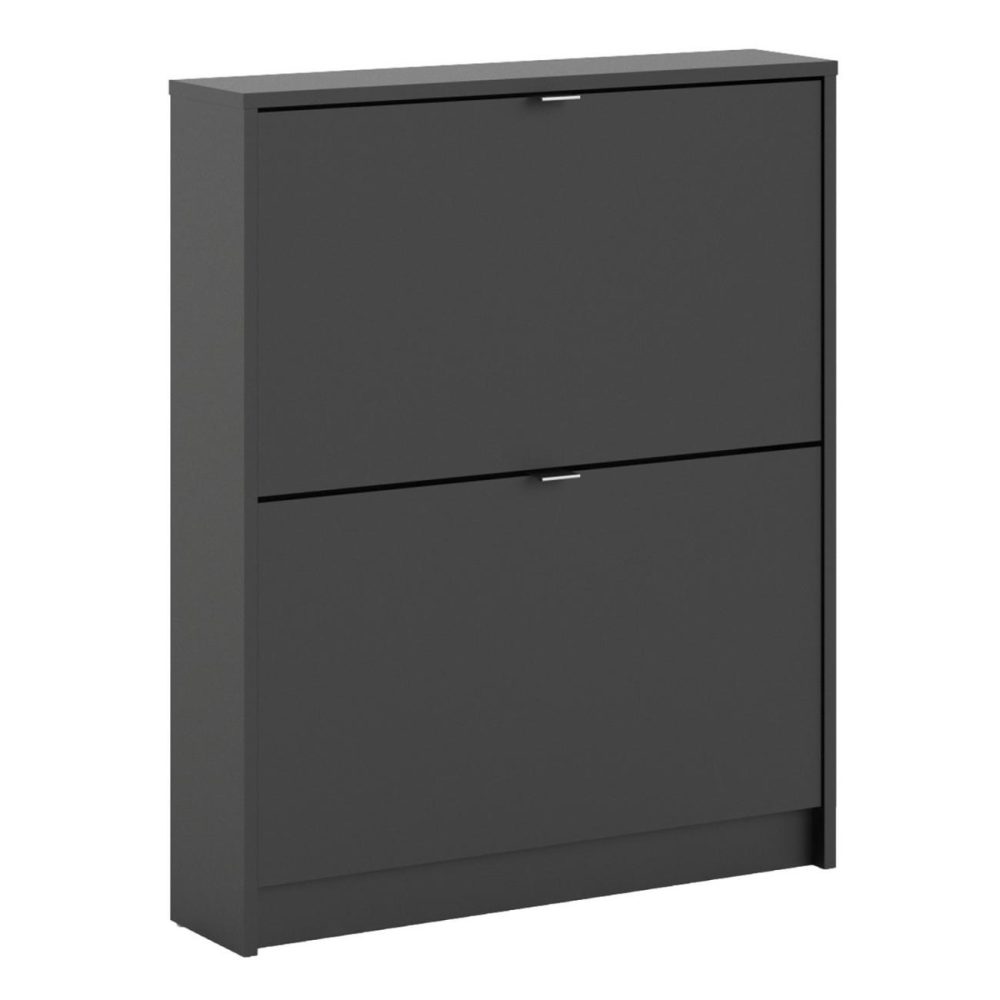 Matte Black Shoe Cabinet With 2 Tilting Doors – 6 Pairs Hallway