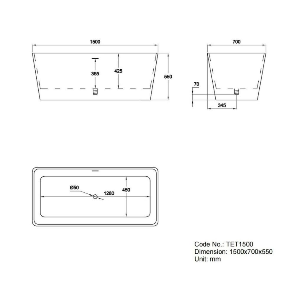 Modern Freestanding 1500Mm Bath Suite With Toilet & Basin – Tetra Bathroom