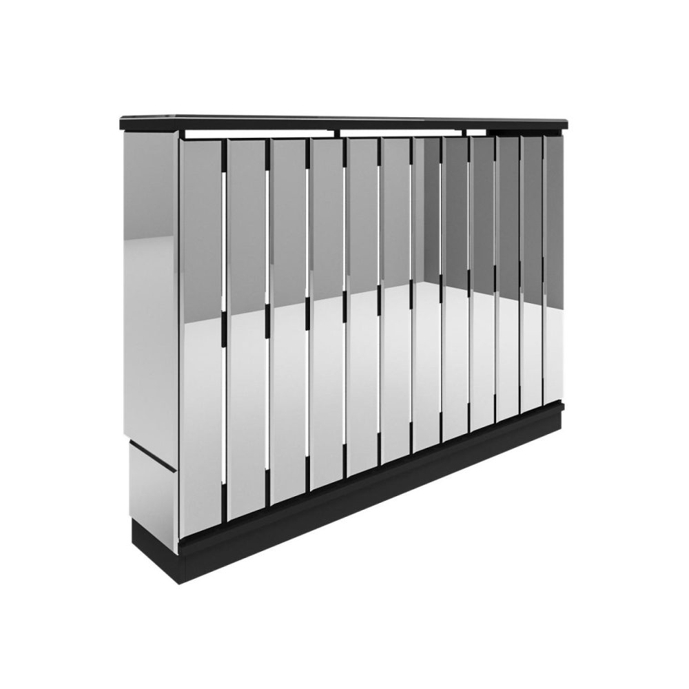 Narrow Mirrored Radiator Cover With Black Detail – 111Cm – Sophia Dining