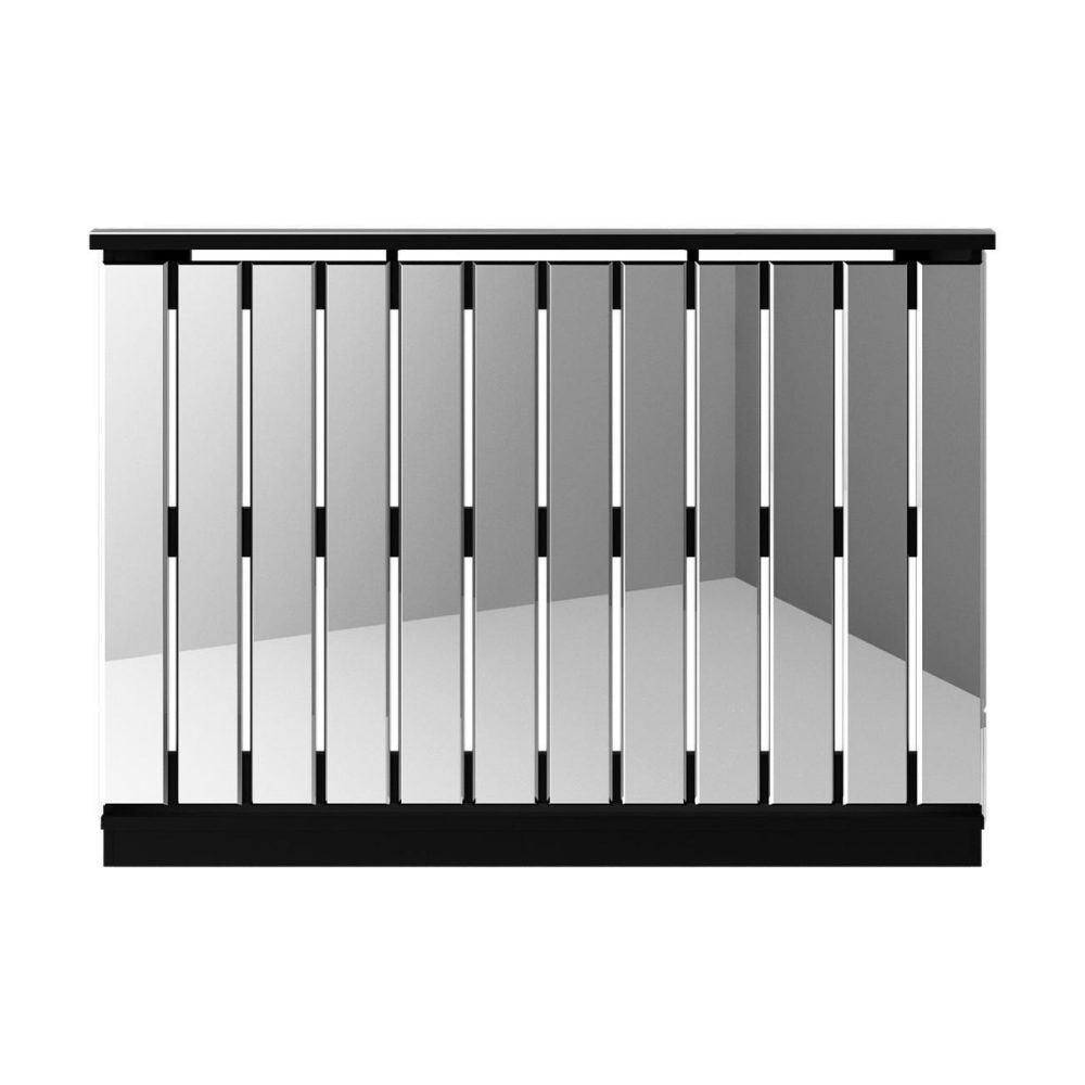 Narrow Mirrored Radiator Cover With Black Detail – 111Cm – Sophia Dining