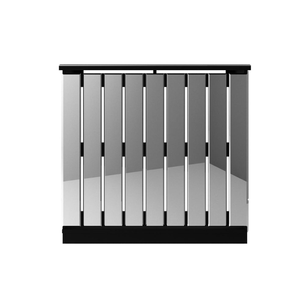 Narrow Mirrored Radiator Cover With Black Detail – 78Cm – Sophia Dining