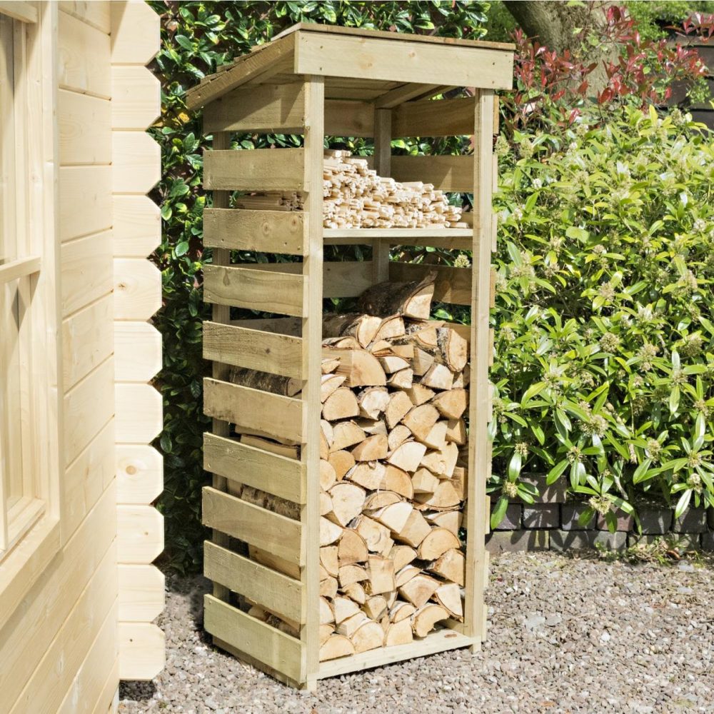 Narrow Wooden Outdoor Log Store – 156Cm X 62Cm Buildings & Storage