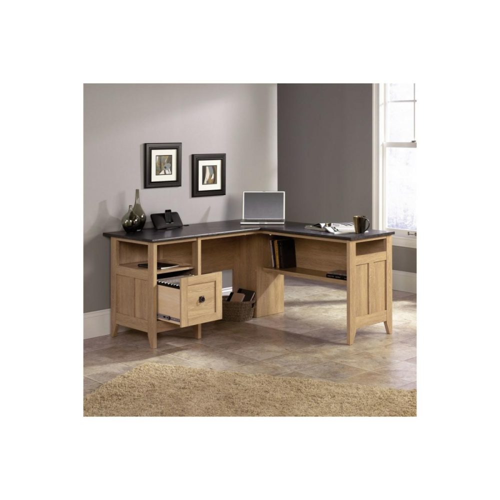 Oak Effect L Shaped Desk With Storage – Teknik Office Office