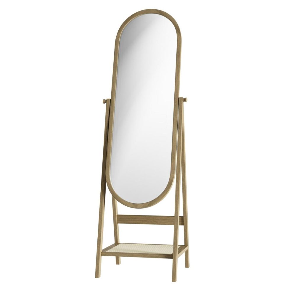 Oak Full Length Free-Standing Mirror With Shelf – Ida Dining