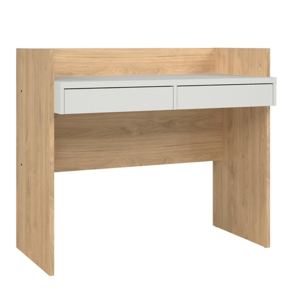 Oak & White Desk With Drawers – Function Plus Office