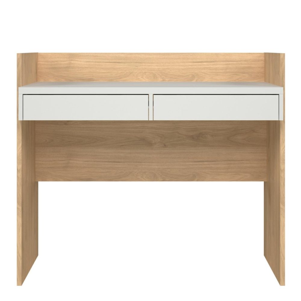 Oak & White Desk With Drawers – Function Plus Office