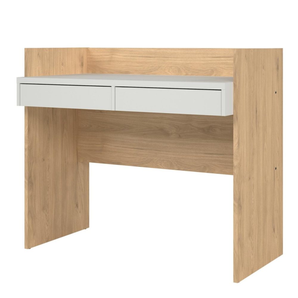 Oak & White Desk With Drawers – Function Plus Office