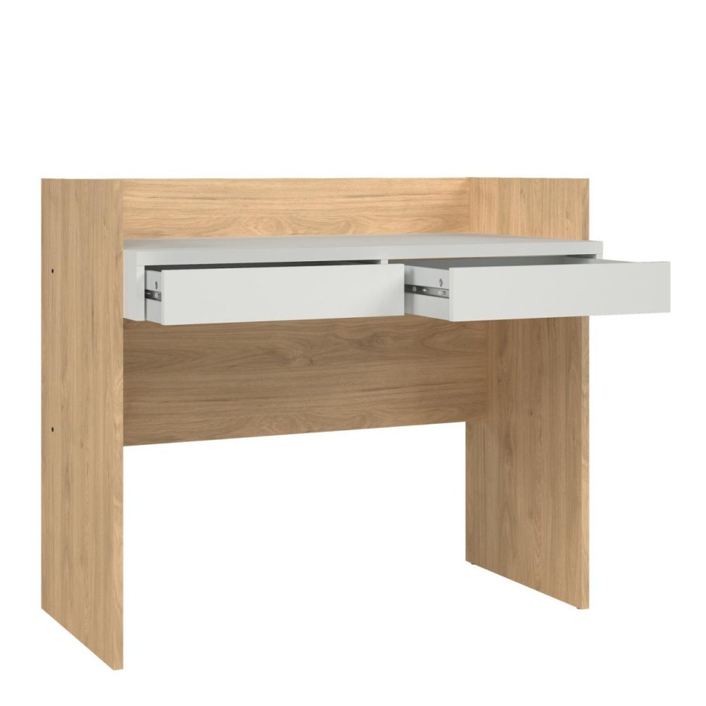 Oak & White Desk With Drawers – Function Plus Office