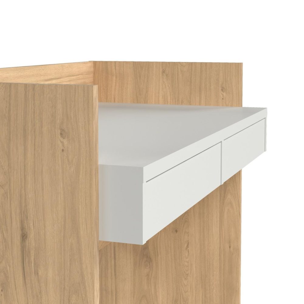 Oak & White Desk With Drawers – Function Plus Office