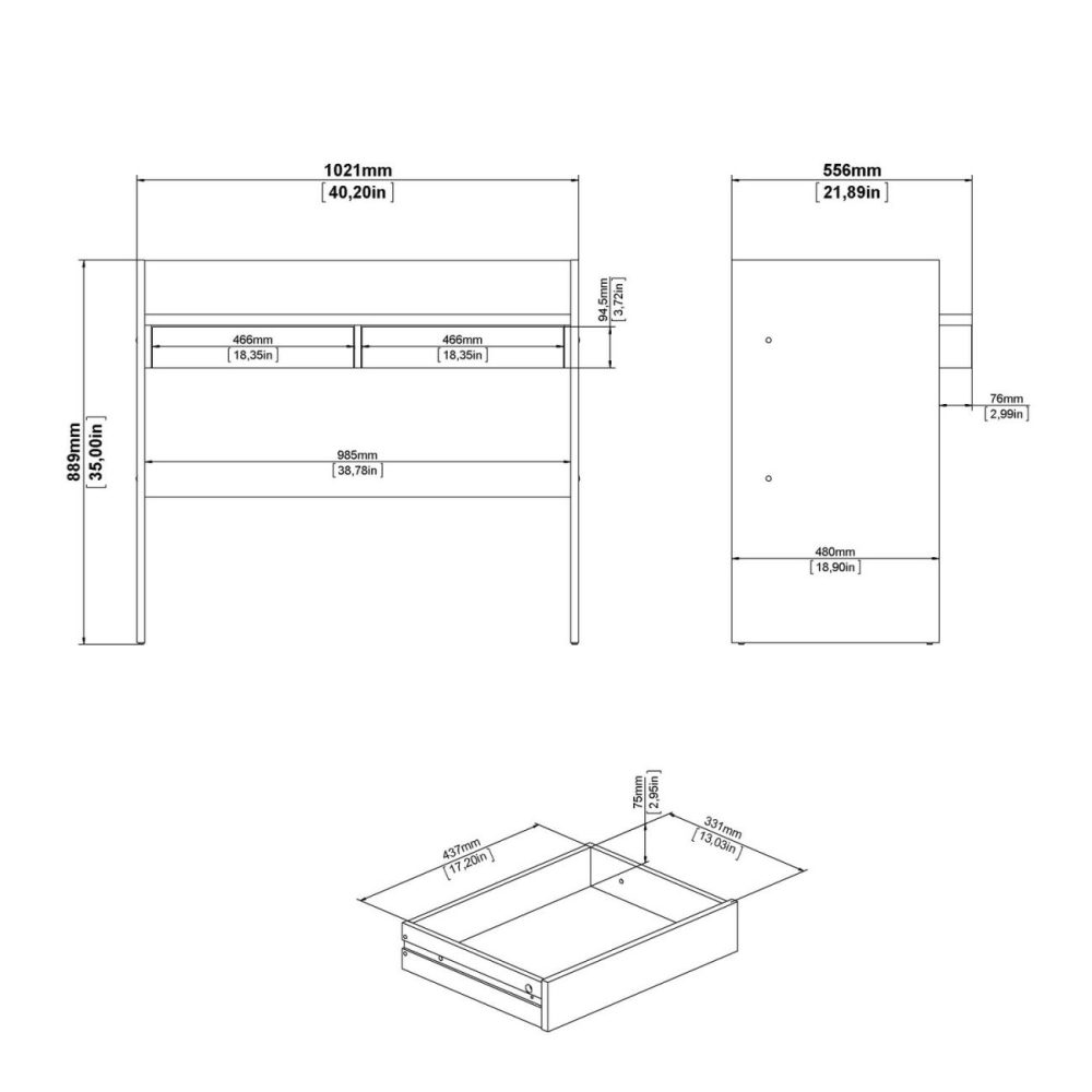 Oak & White Desk With Drawers – Function Plus Office