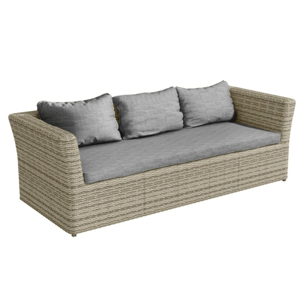 Only Opened – 3 Seater Light Grey Rattan Garden Sofa – Fortrose Conservatory Furniture