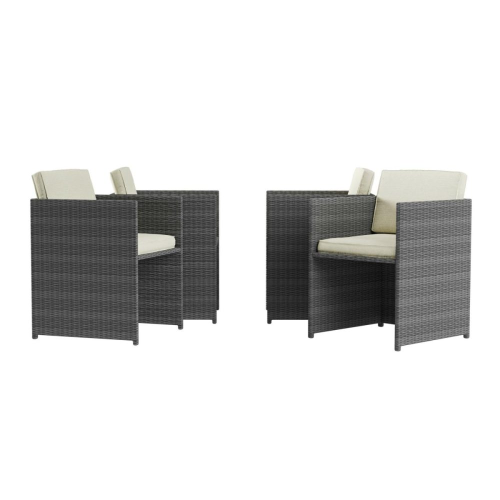 Only Opened – 4 Grey Rattan Garden Dining Chairs – Fortrose Cube Sets