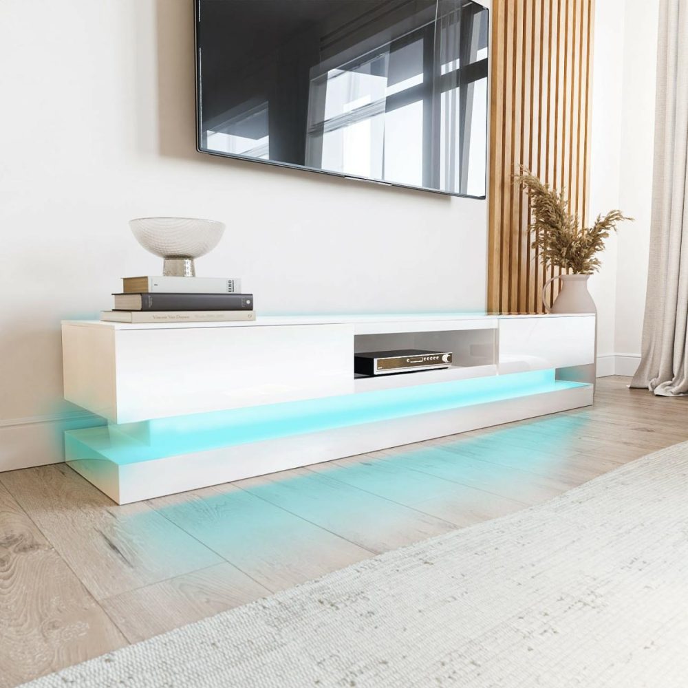 Only Opened – Led White High Gloss Tv Unit With Lower Lighting Furniture