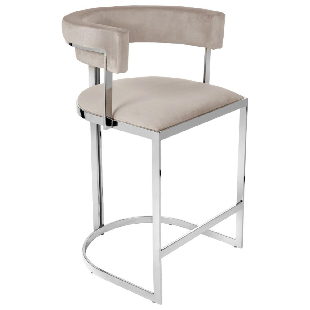 Only Opened – Mink Velvet Cantilever Kitchen Stool With Back – 66Cm – Alana Boutique Bar & Kitchen Stools