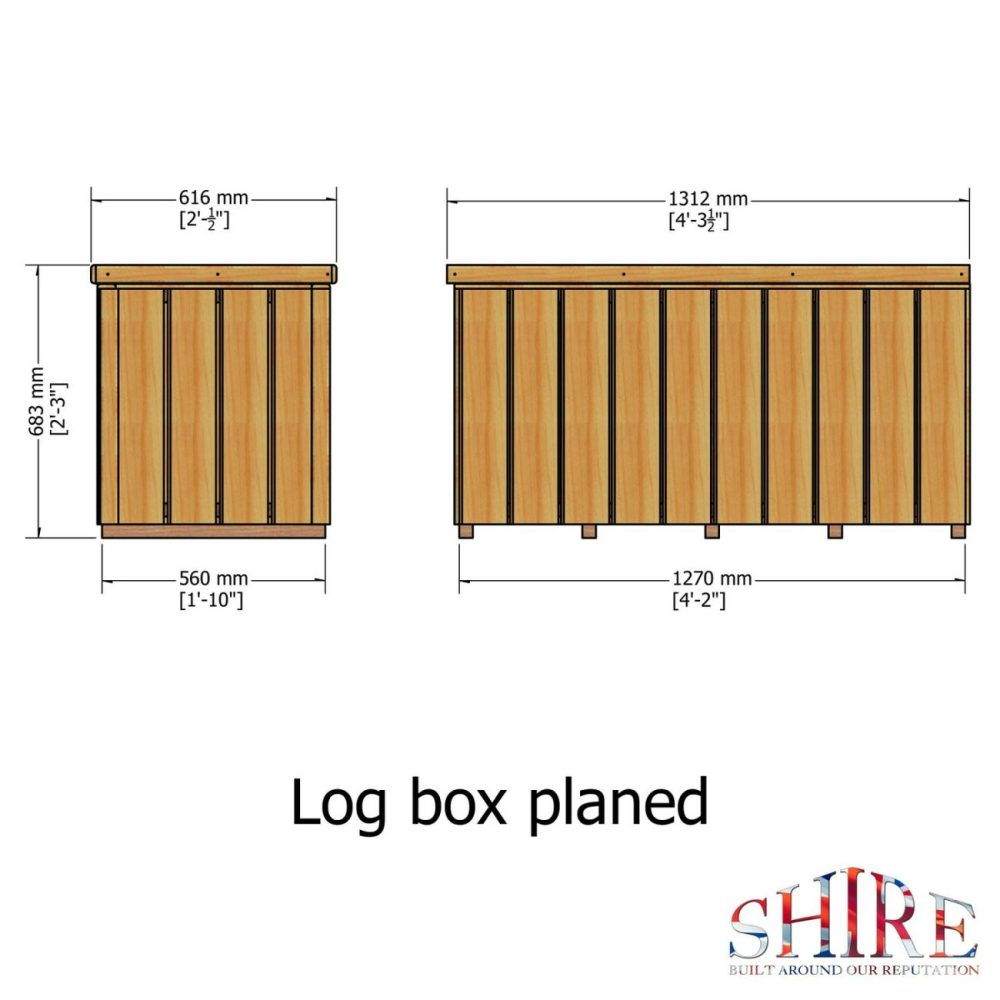 Pressure Treated Planed Log Storage Box – 4 X 2Ft Buildings & Storage