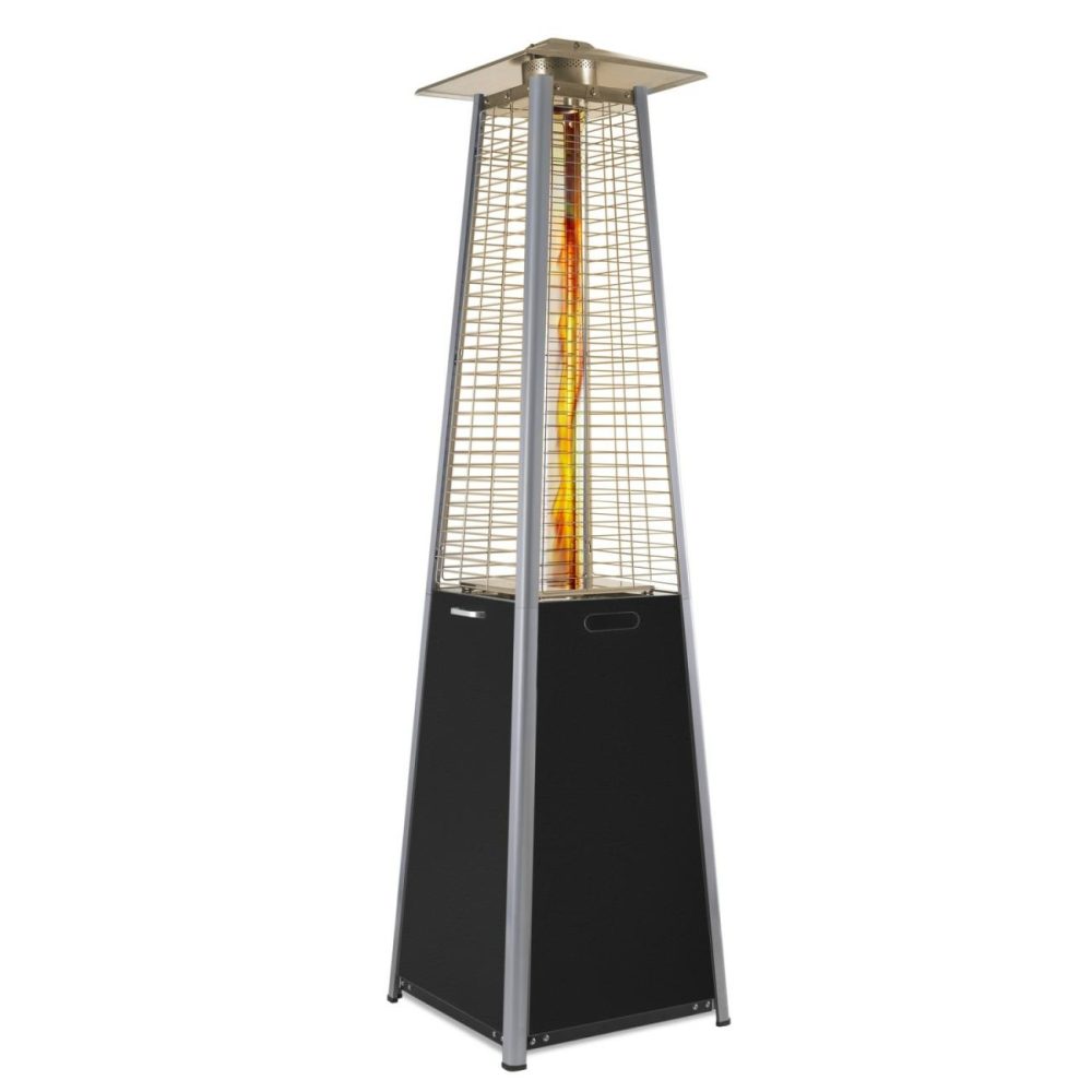 Pyramid Flame Tower Outdoor Gas Patio Heater – Black Garden