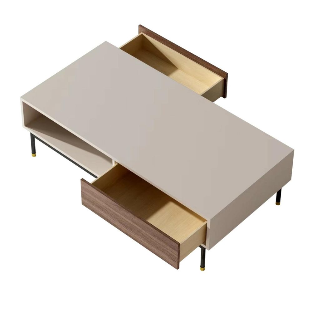 Rectangular Beige Wooden Coffee Table – Kallen Coffee Tables