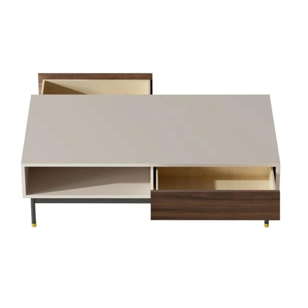 Rectangular Beige Wooden Coffee Table – Kallen Coffee Tables